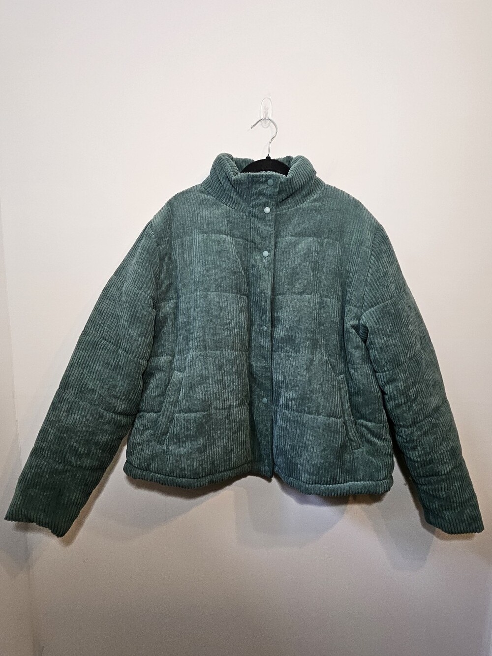 Teal Women's Corduroy Puffer Jacket XL